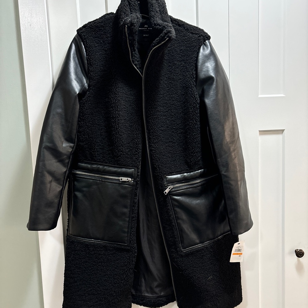 Andrew Marc Mixed Media Sherpa Coat Sz S NWT